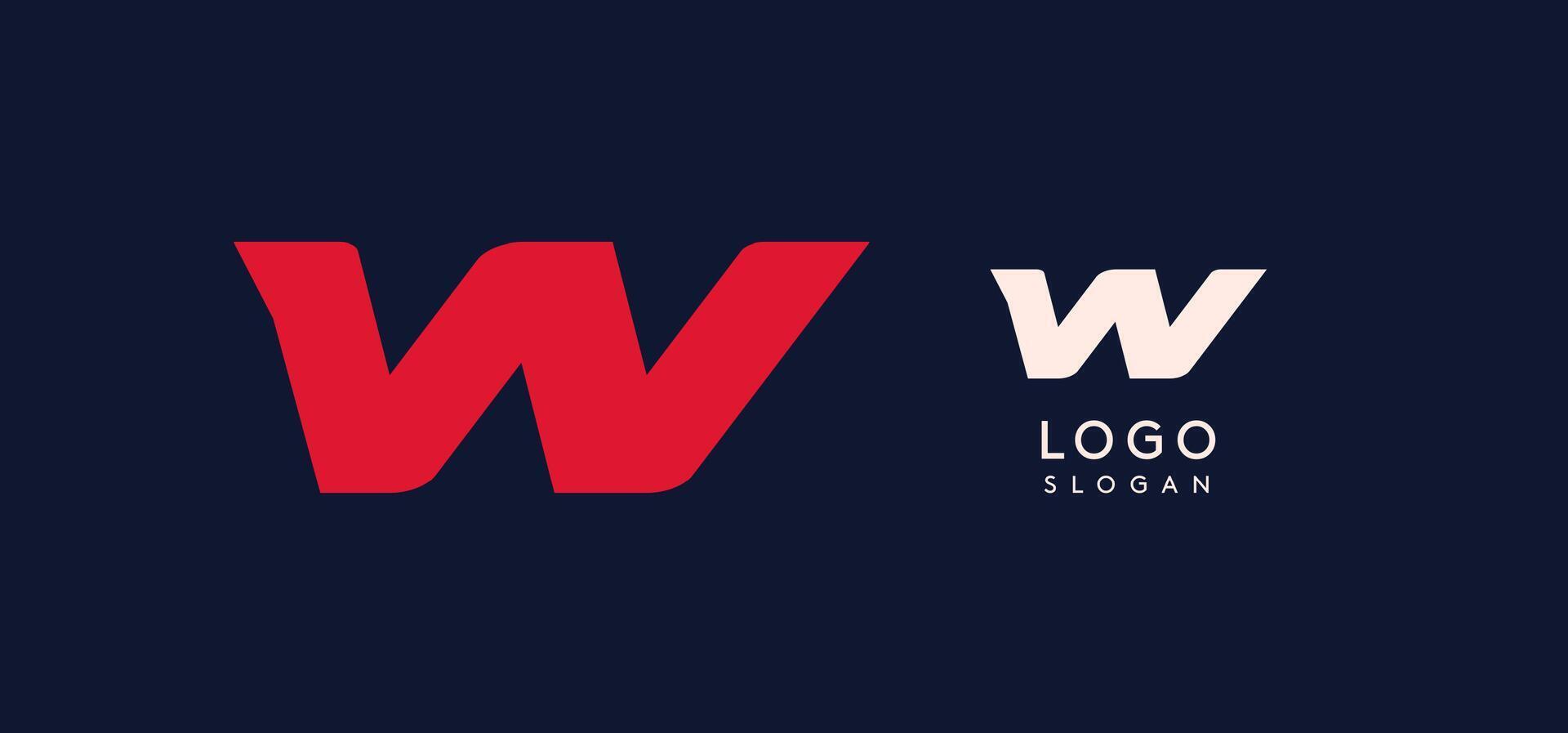 Wide bold red letter W, modern dynamic logo for business identity of technological, automotive and sports business. illustration. vector