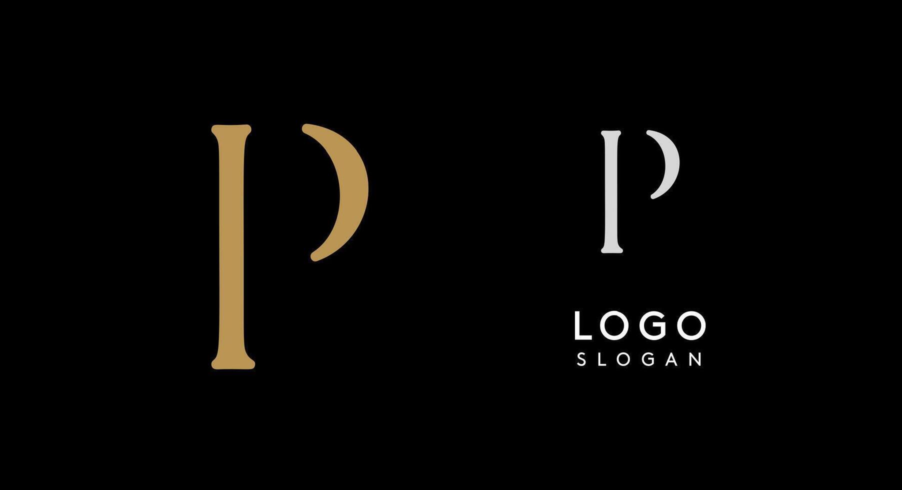 Minimalist logo design with letter P in gold on black background for luxury brand, beauty and fashion, premium corporate identity, and cutting-edge innovative futuristic projects. illustration. vector