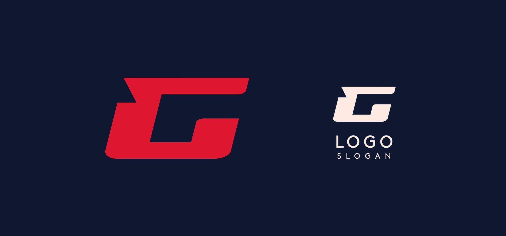 Wide bold red letter G, modern dynamic logo for business identity of technological, automotive and sports business. illustration. vector