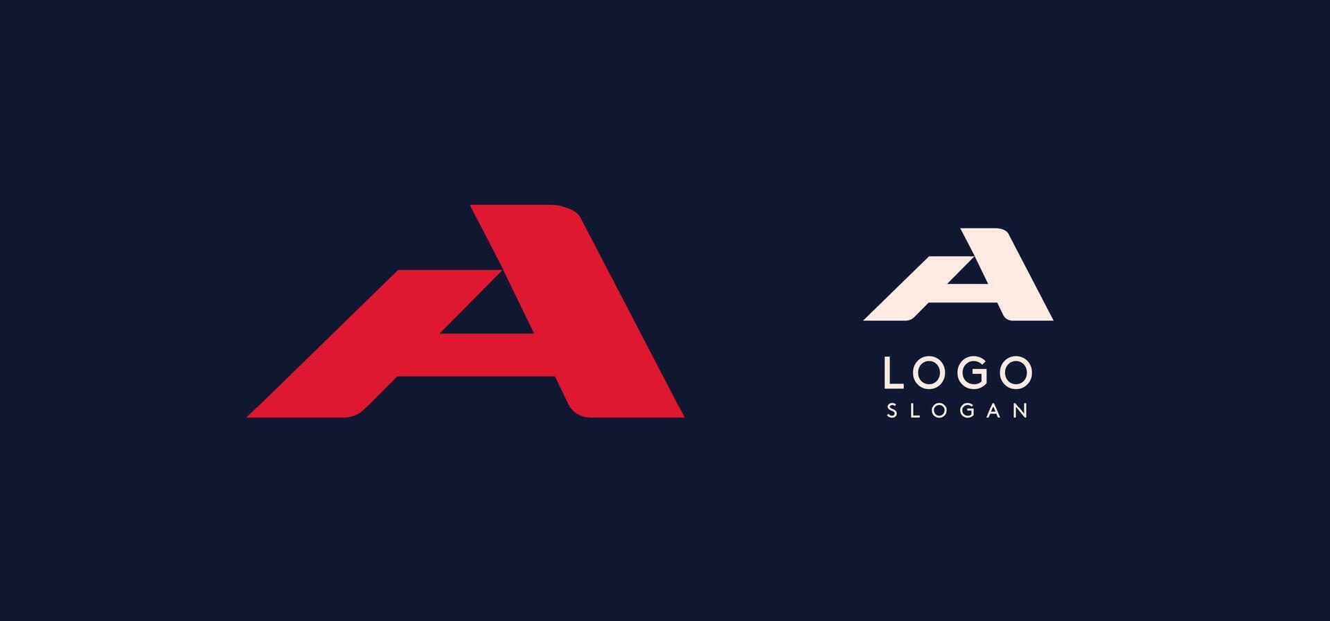 Wide bold red letter A, modern dynamic logo for business identity of technological, automotive and sports business. illustration. vector