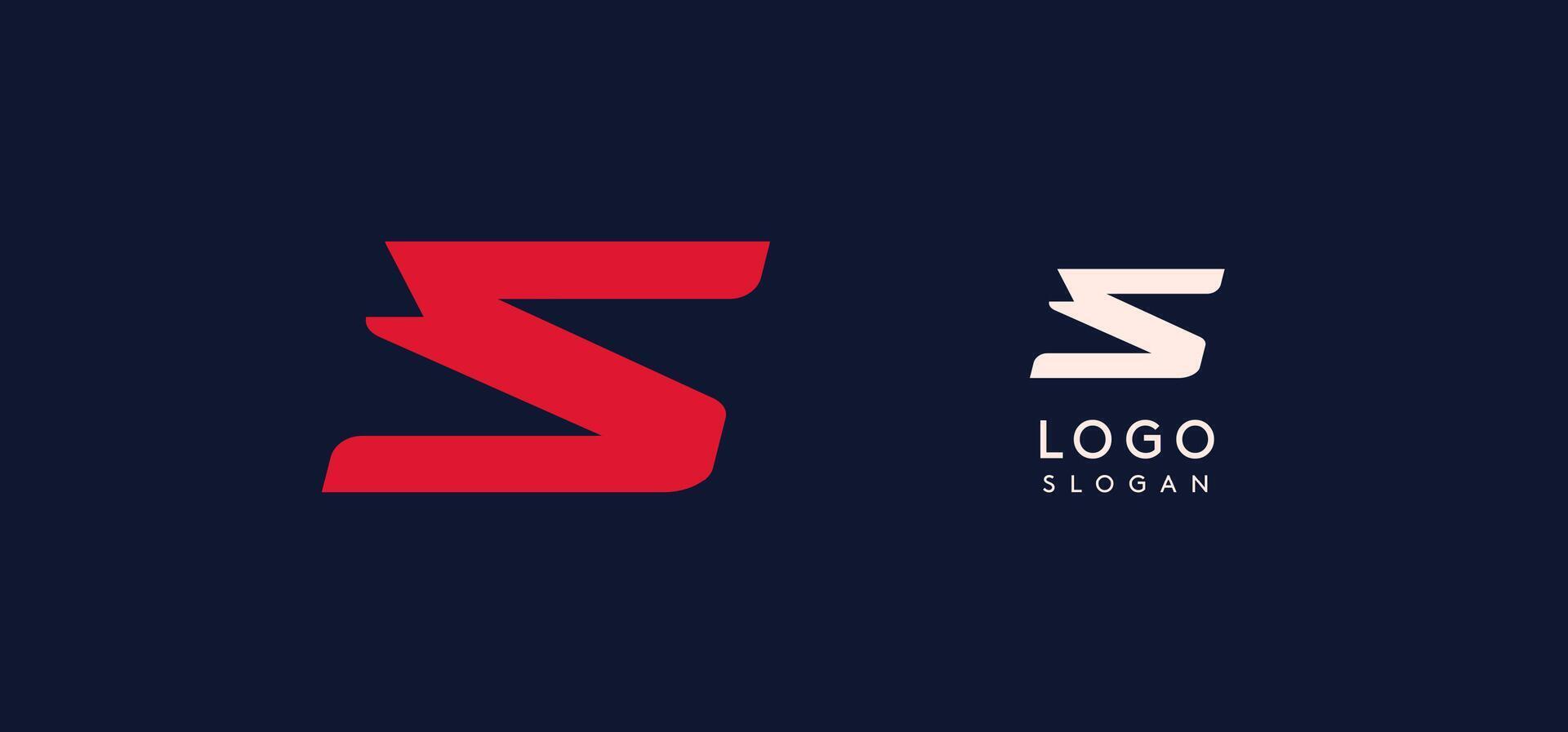 Wide bold red letter S, modern dynamic logo for business identity of technological, automotive and sports business. illustration. vector
