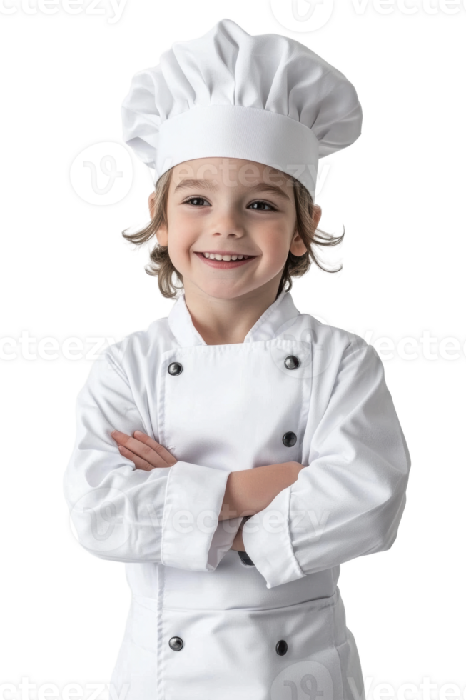 Young chef smiling in a white uniform, cut out - stock . png