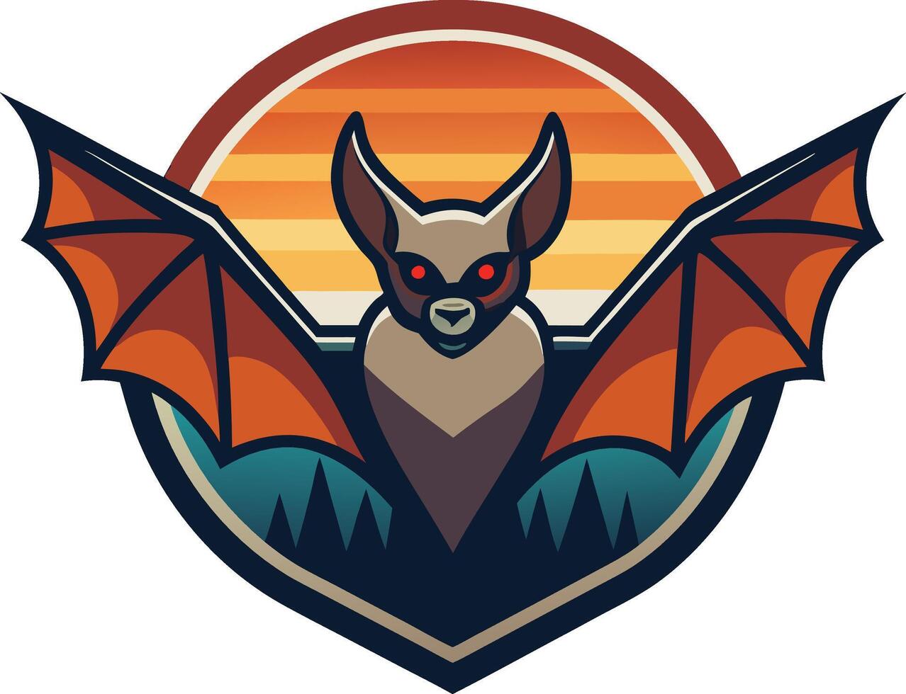 Flat color bat logo vector