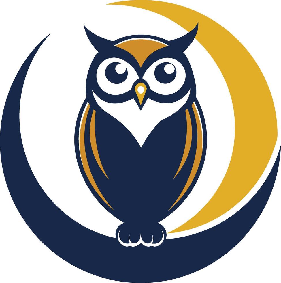 Owl With Wide Dark Gray Outline Color and Bright vector