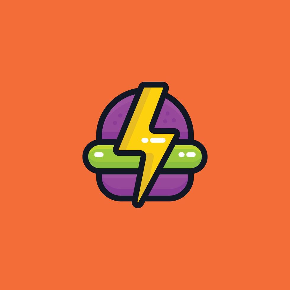 Burger with Thunder Simple Logo Mascot vector