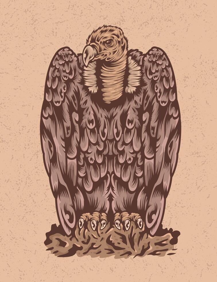 Hand Drawing Vulture Bird Isolated Illustration vector