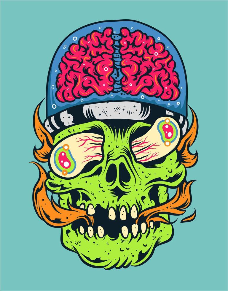 Skull with Brain Illustration vector