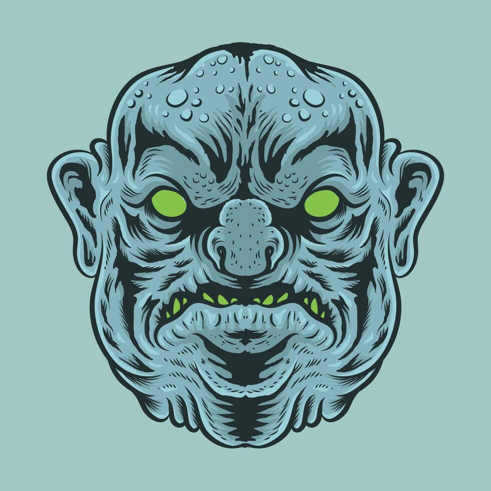 Big Fat Head of Monster Illustration vector