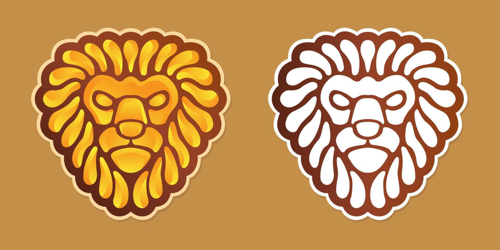 Elegant Gold Lion Head Logo Mascot vector
