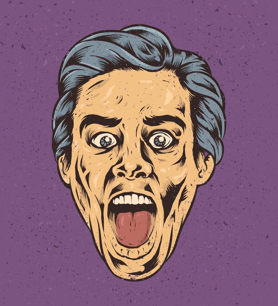 Screaming Man Illustration with Pop Art Style vector