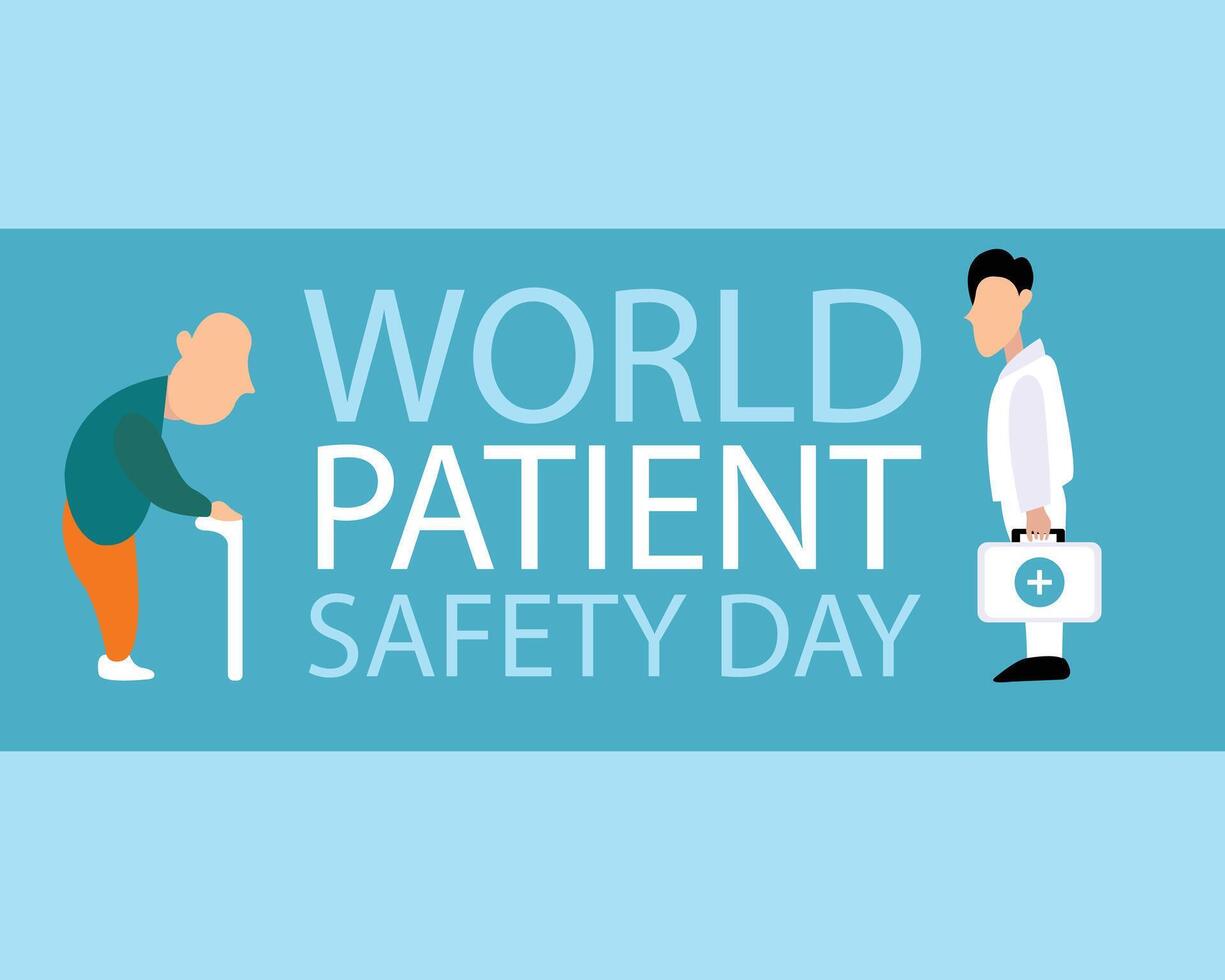 illustration graphic of patient and doctor facing each other, perfect for international day, world patient safety day, celebrate, greeting card, etc. vector