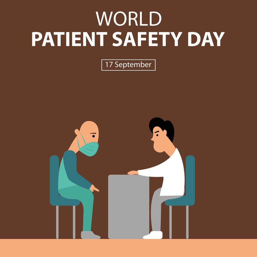 illustration graphic of a patient consults a doctor, perfect for international day, world patient safety day, celebrate, greeting card, etc. vector