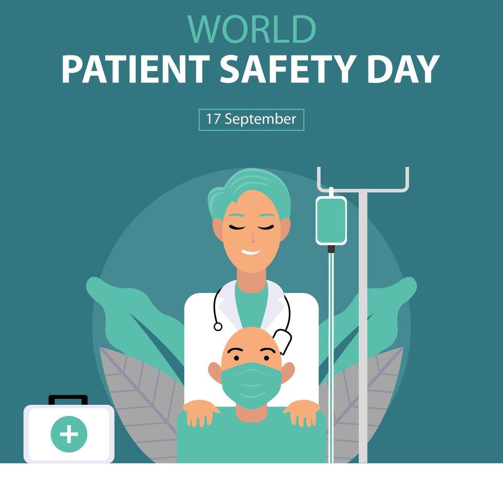 illustration graphic of a doctor holds a patient's shoulder, perfect for international day, world patient safety day, celebrate, greeting card, etc. vector