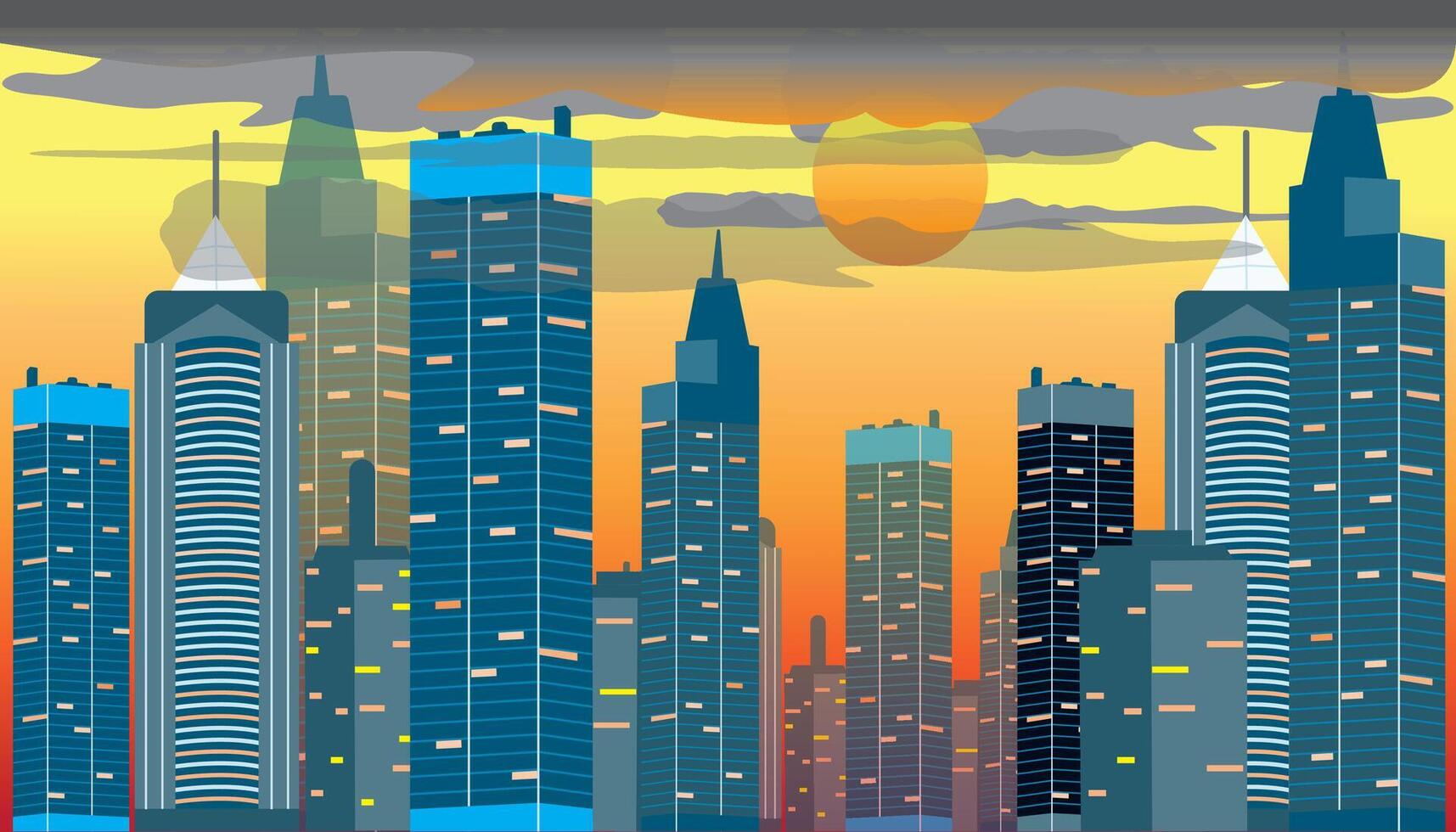 urban background and buildings at sunset vector