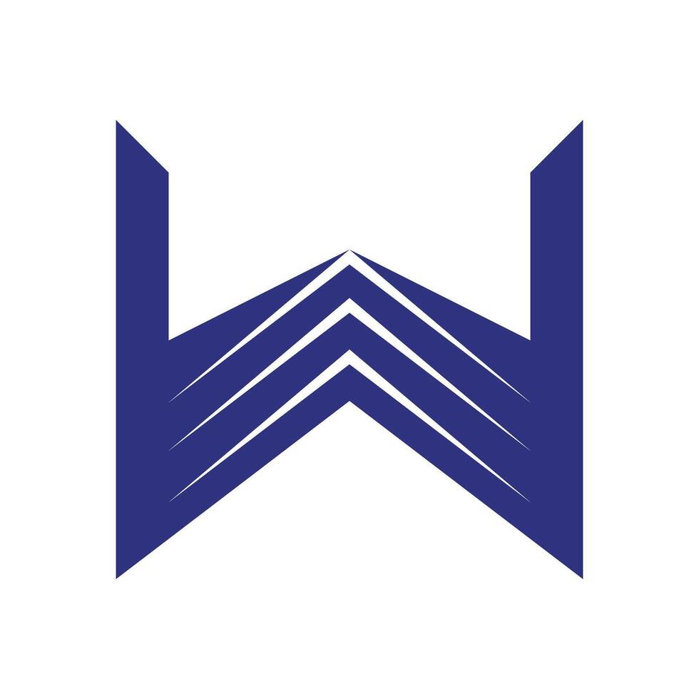 W letter logo with upper arrow effect. vector