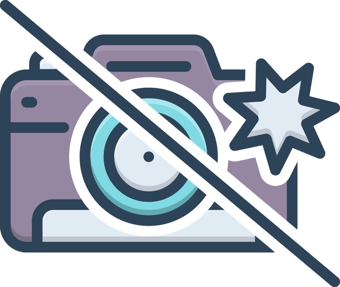 Color icon for no flash vector