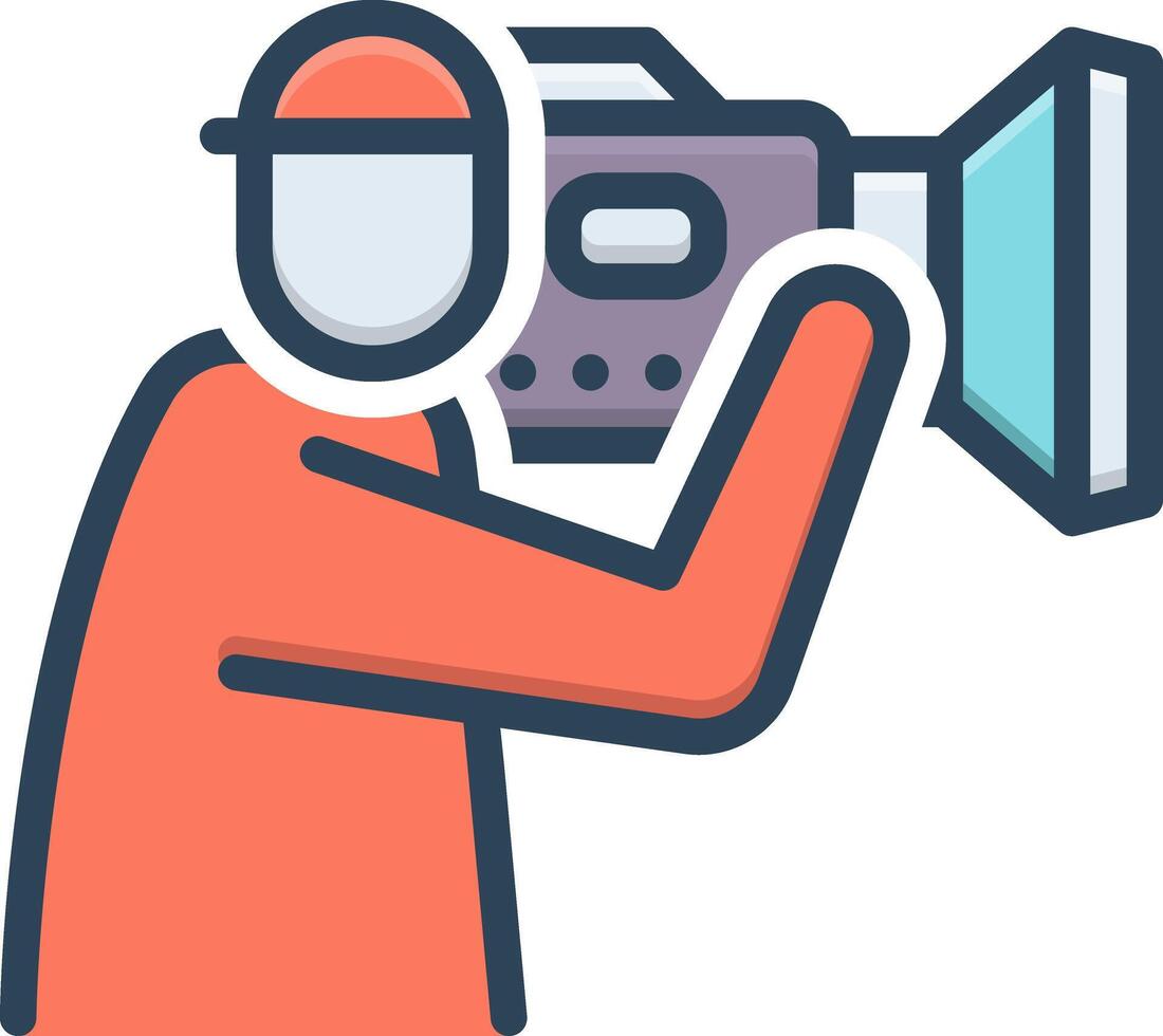 Color icon for cameraman vector