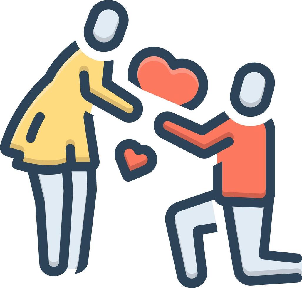 Color icon for declaration of love vector