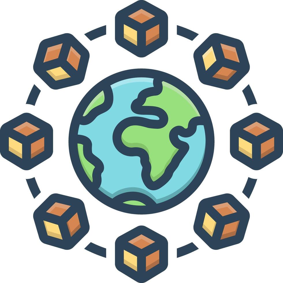 Color icon for world wide delivery vector