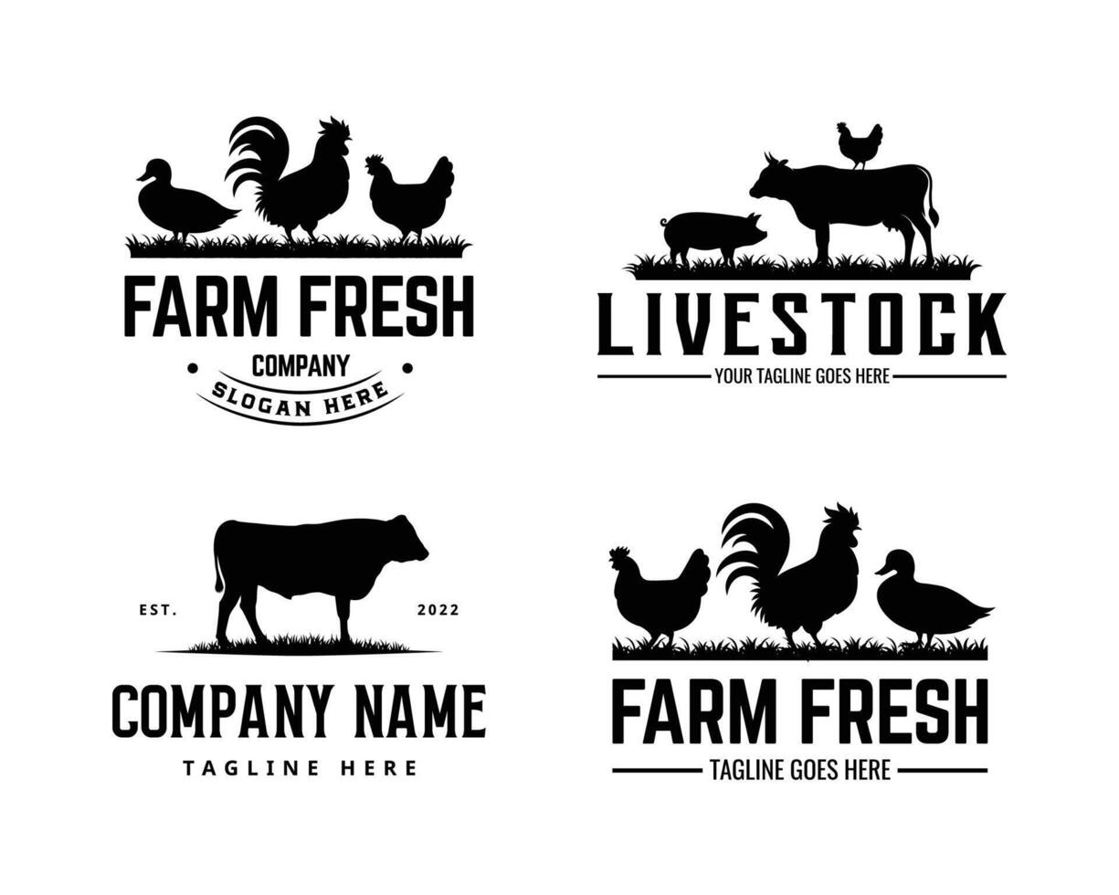 Farm logo template. Farm animals logo design. vector