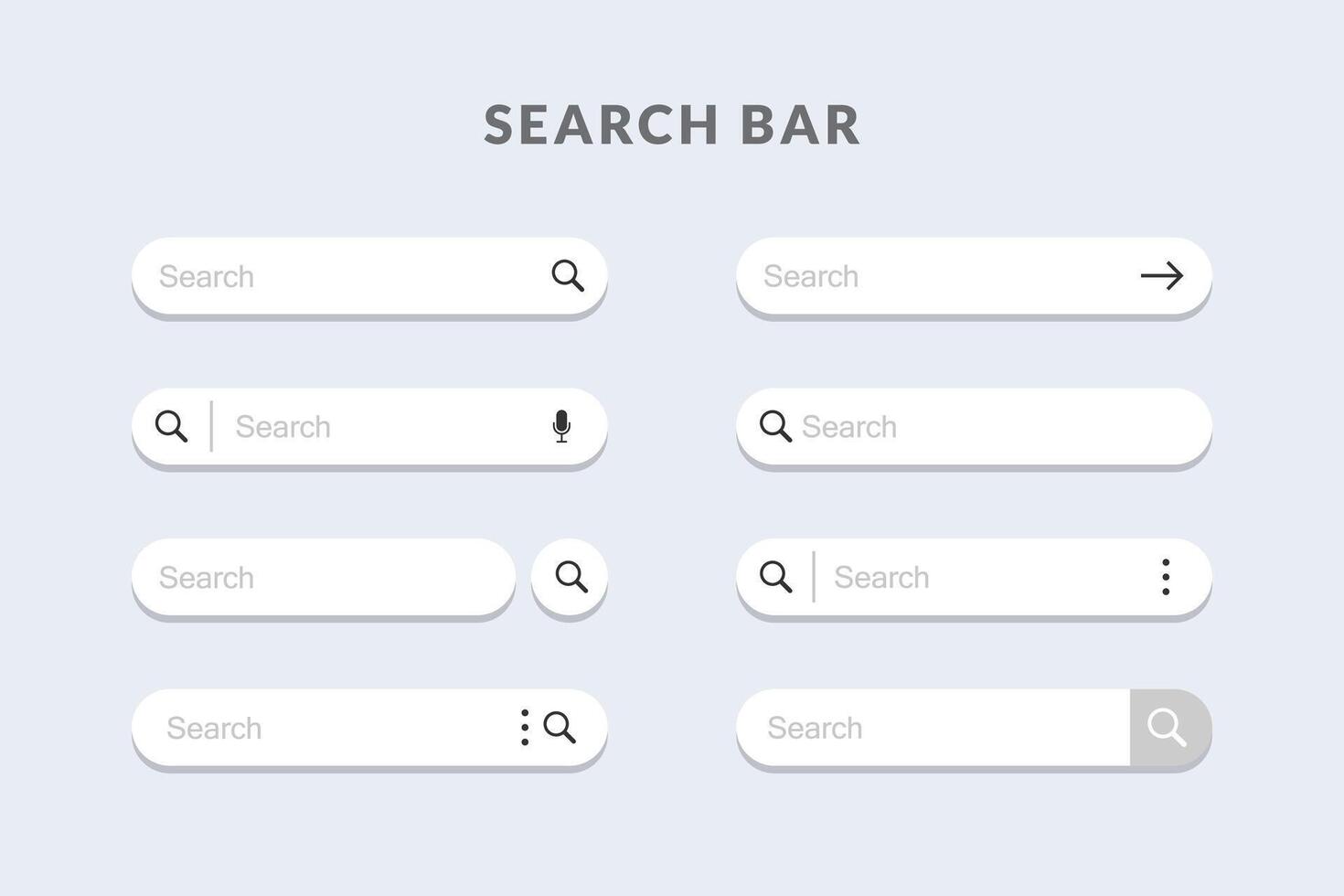 Search bar element design. Set of search boxes ui template vector