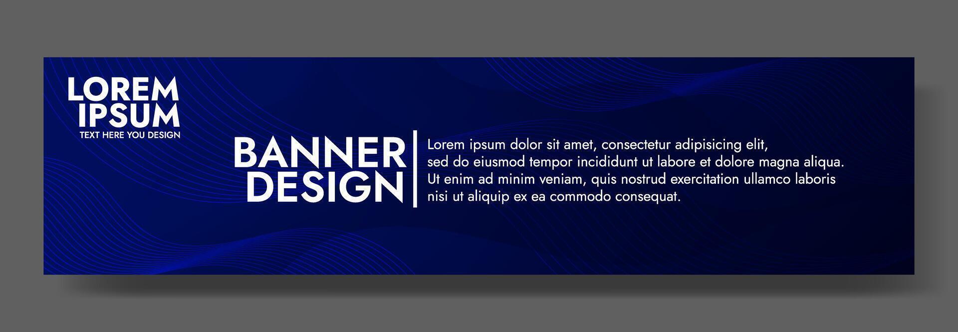 Dark blue gradient wave banner template, perfect for creating eye catching headers, promotional banners, and modern graphic elements vector