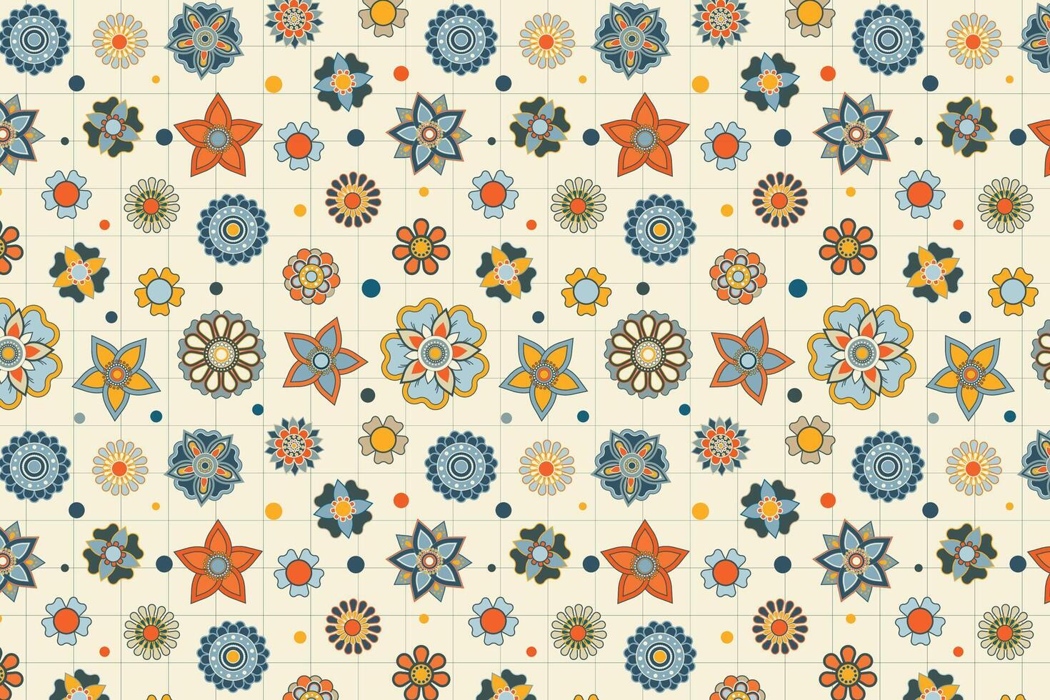 Floral geometric mandala design seamless repeat pattern vector