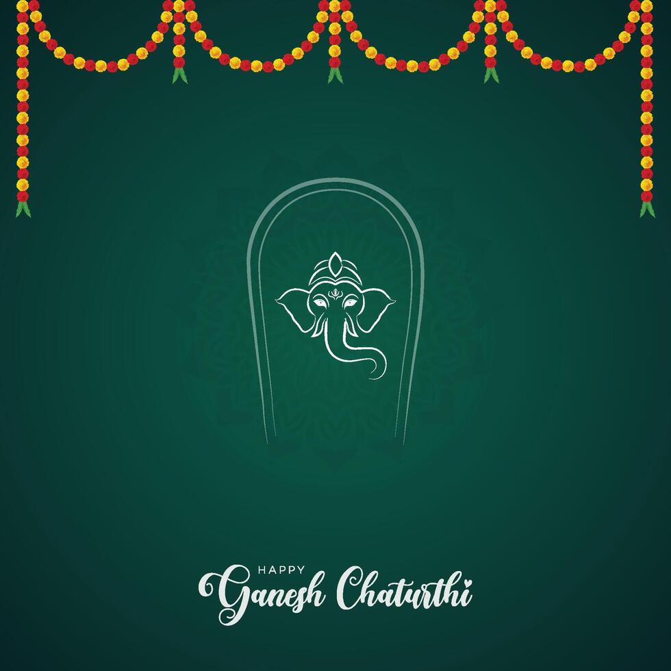 Happy, Ganesh Chaturthi, Poster, Elegant Greeting Card, vector