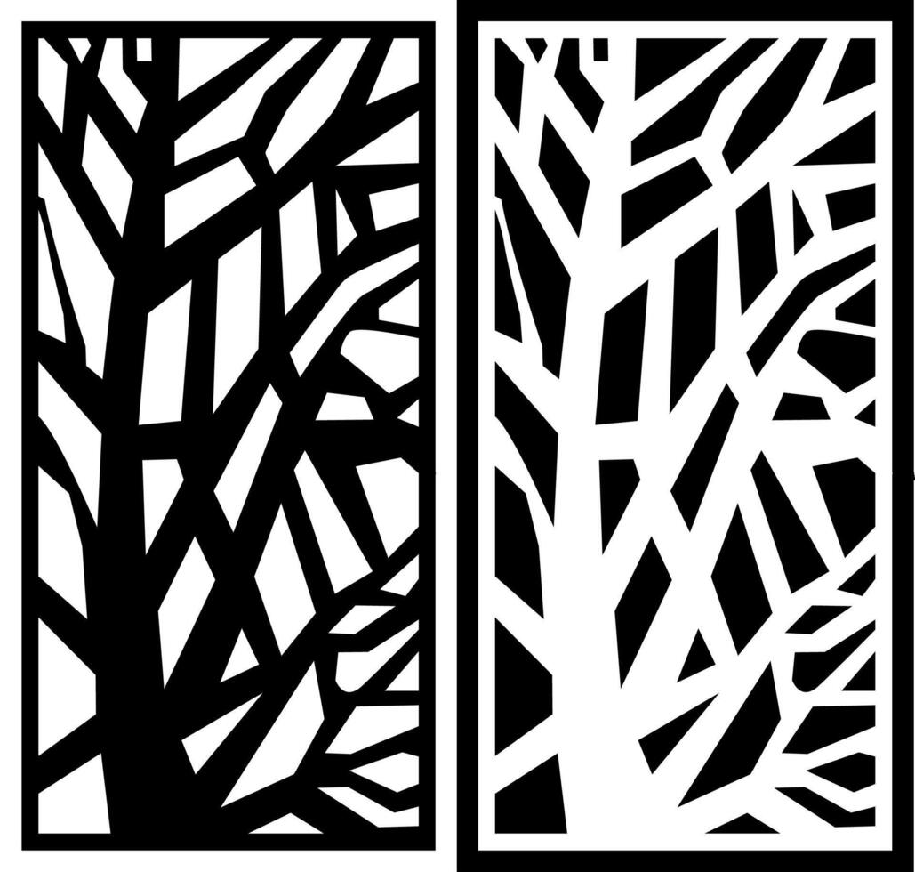laser cutting abstract motif black and white door panel vector
