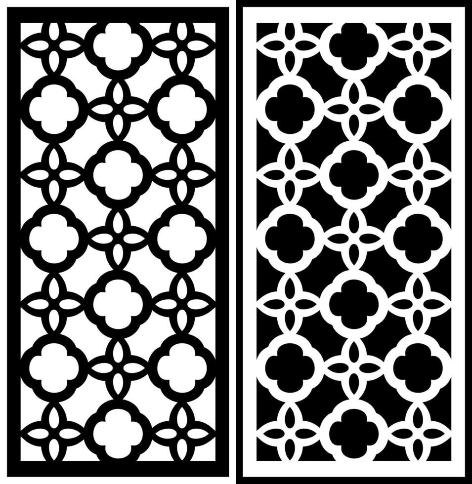 laser cutting pattern black and white panel vector