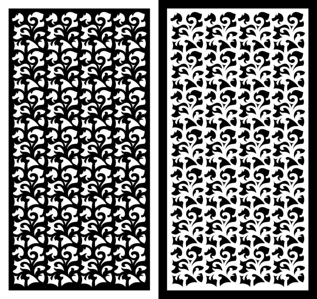 Black and white abstract leaf motif laser cutting vector