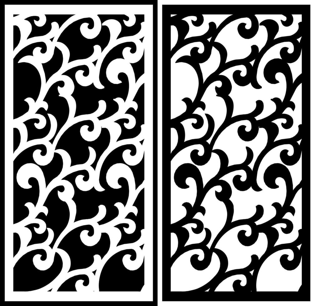 Laser cutting black and white vine leaf motif vector