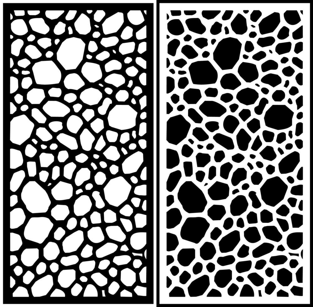 Laser cutting abstract motif of black and white stones vector