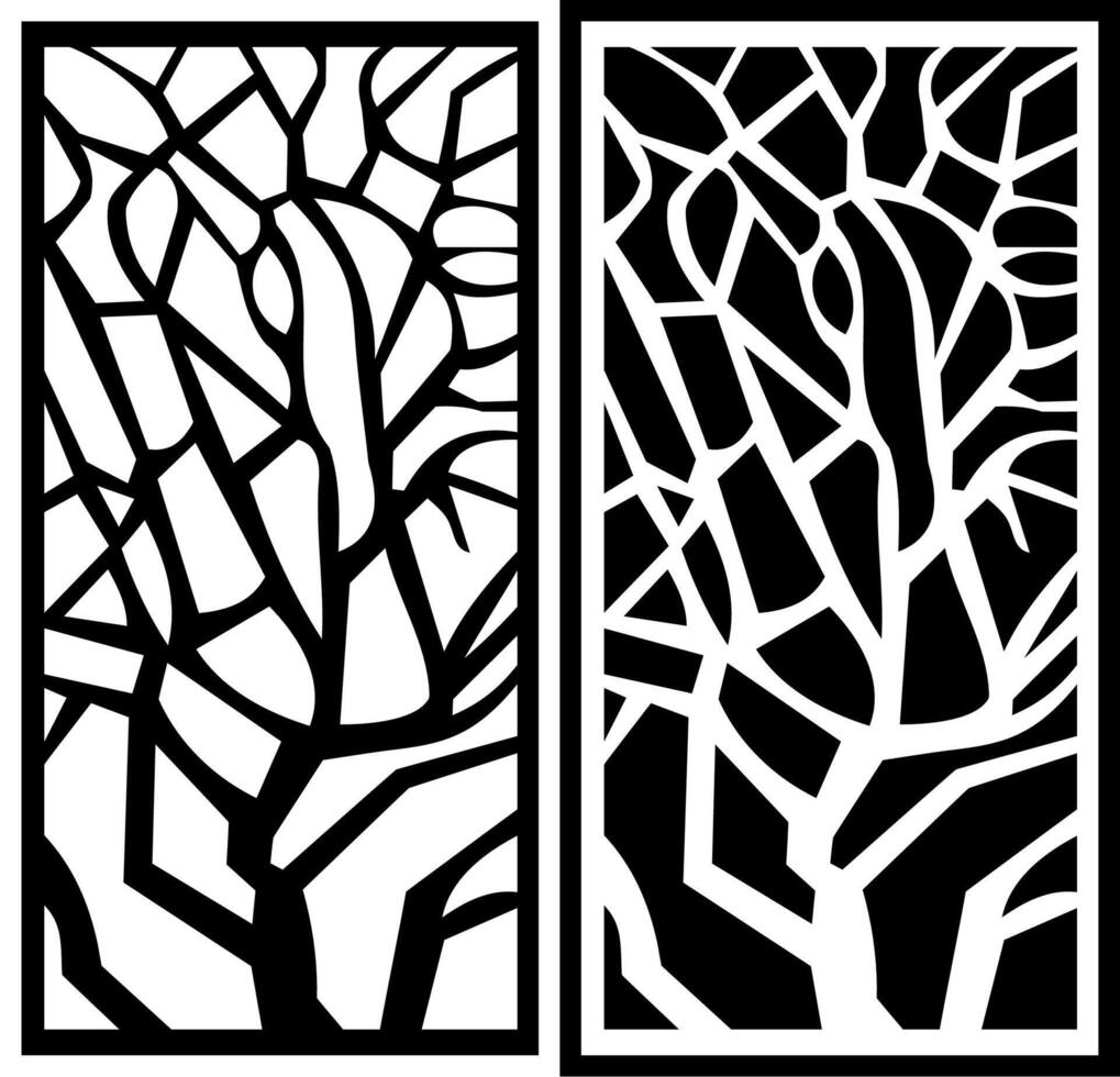Laser cutting black and white tree trunk motif vector