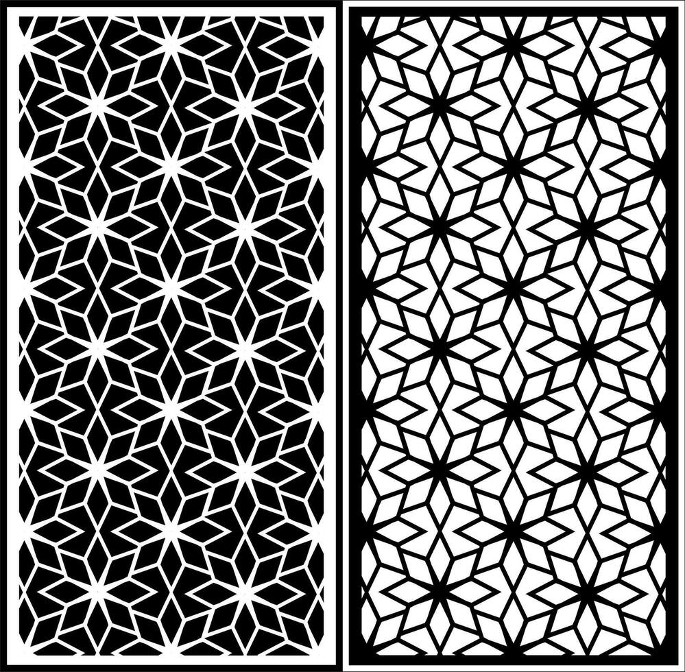 Laser cutting black and white geometric triangle motif vector
