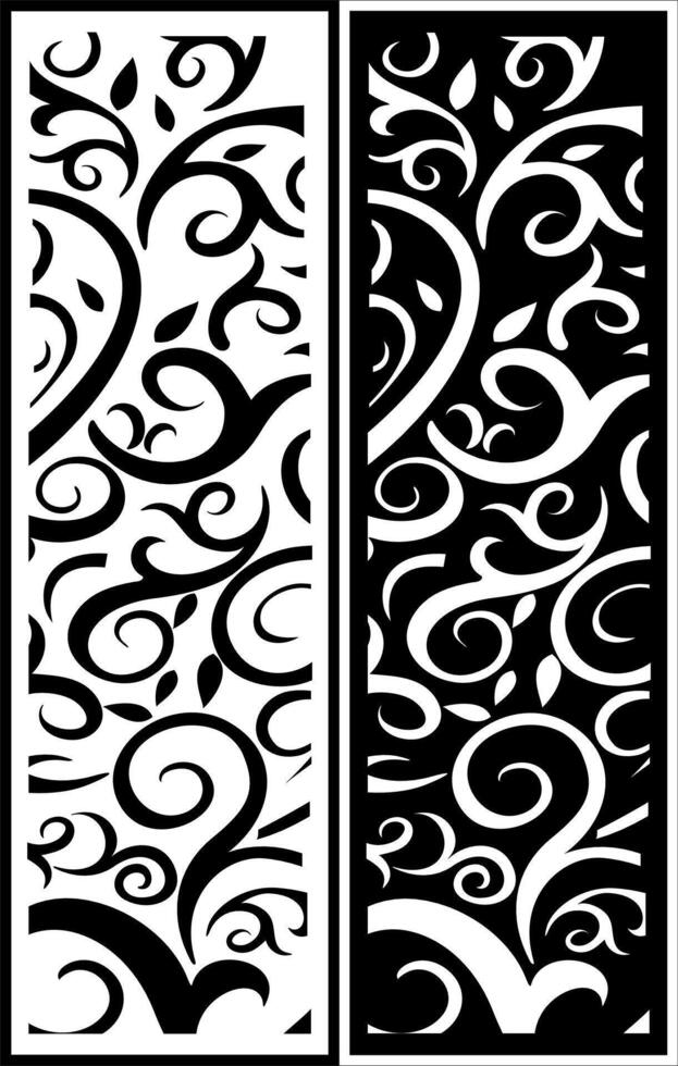 Beautiful black and white Pakkis flower cutting motifs vector
