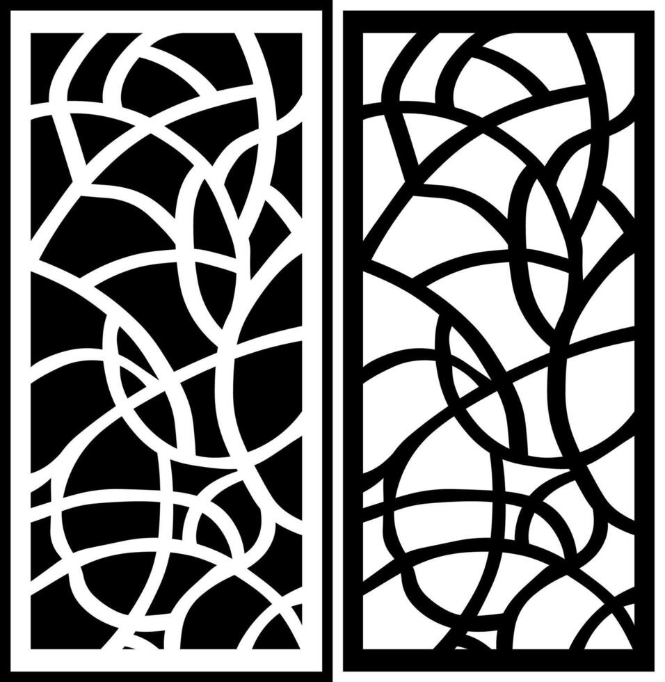 Black and white abstract stripe pattern laser cutting vector