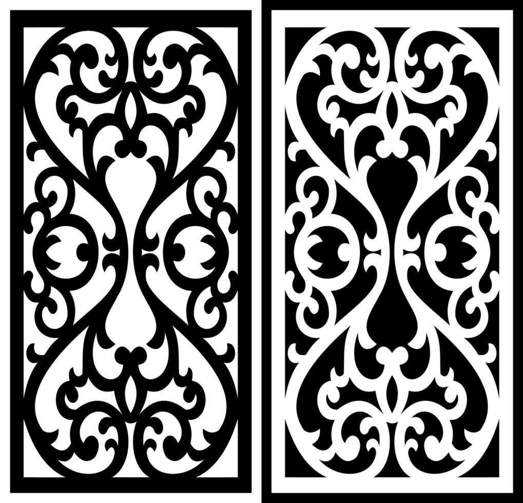 Black and white abstract flower leaf pattern laser cutting vector