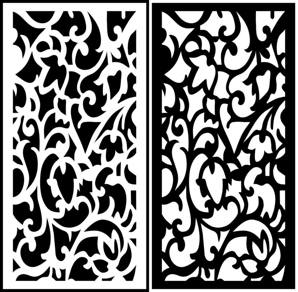 Black and white abstract sweet leaf motif laser cutting vector