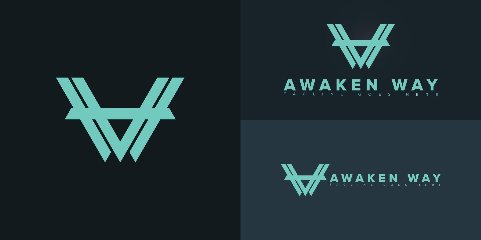 Abstract initial letter AW or WA in blue color isolated on multiple background colors. The logo is suitable for personal branding logo design inspiration templates. vector