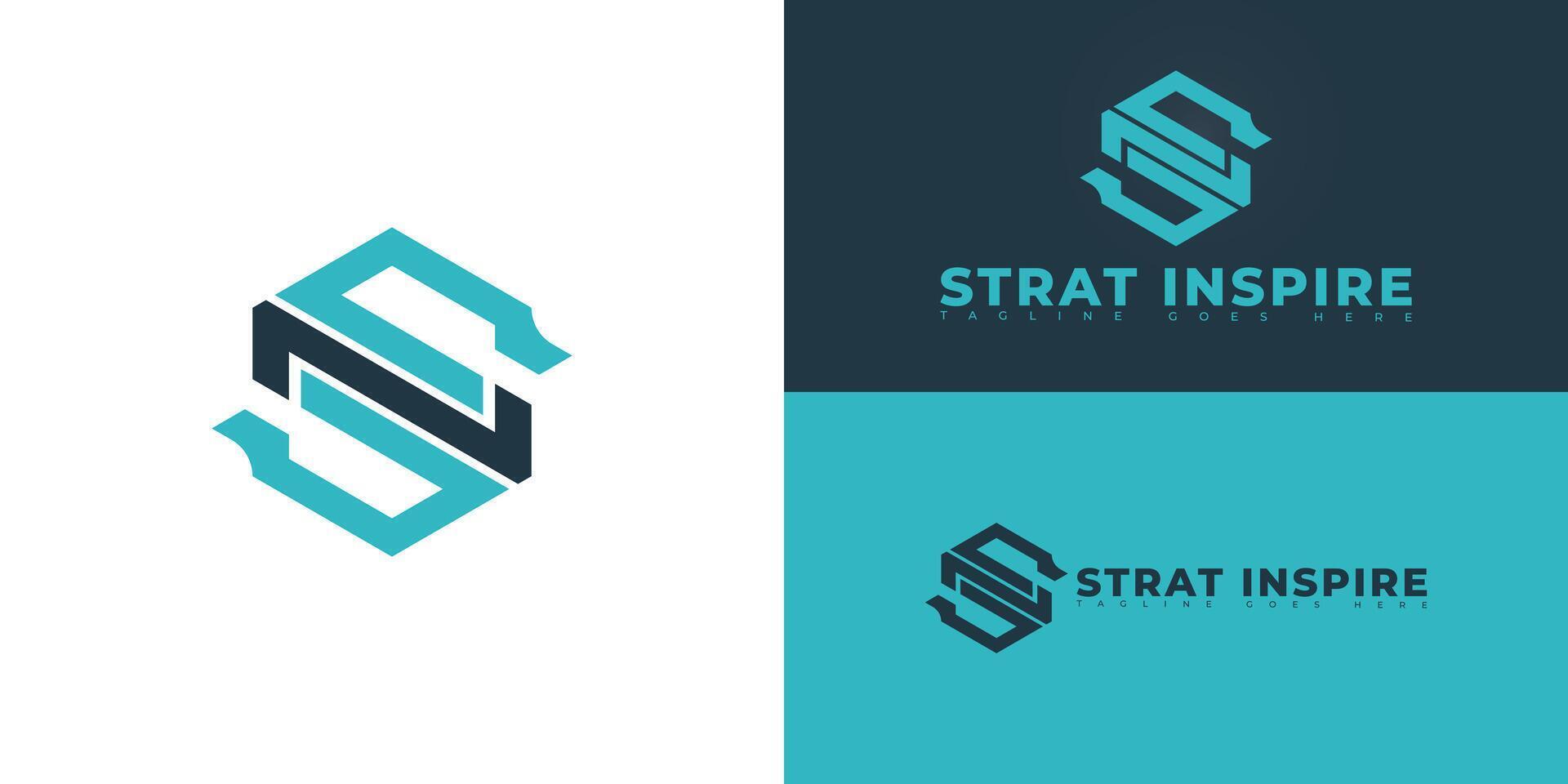 Abstract hexagon initial letter SI or IS in blue isolated on multiple background colors. The logo is suitable for software construction consulting logo design inspiration templates. vector