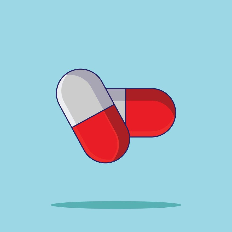 Capsule illustrations capsule medicine cartoon is isolated on a solid color background vector