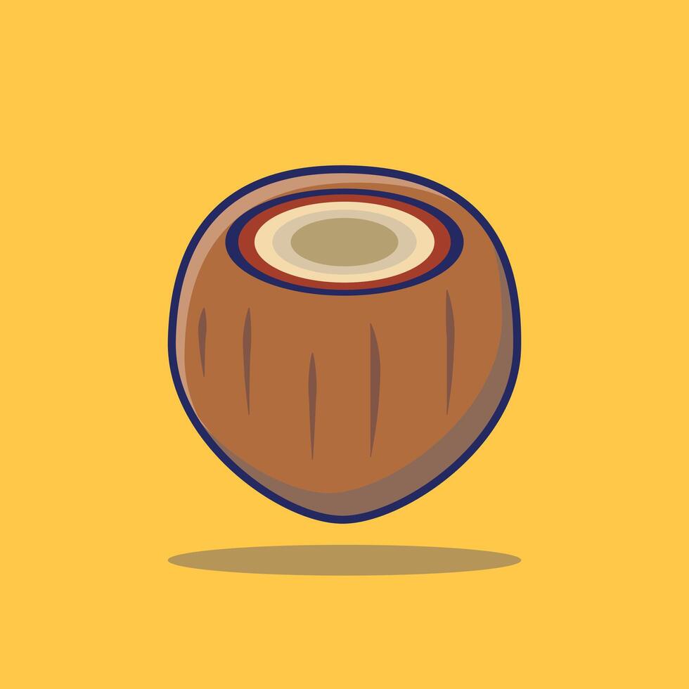 Coconut Icon Illustration Fruit Object clipart coconut cartoon concept Isolated vector
