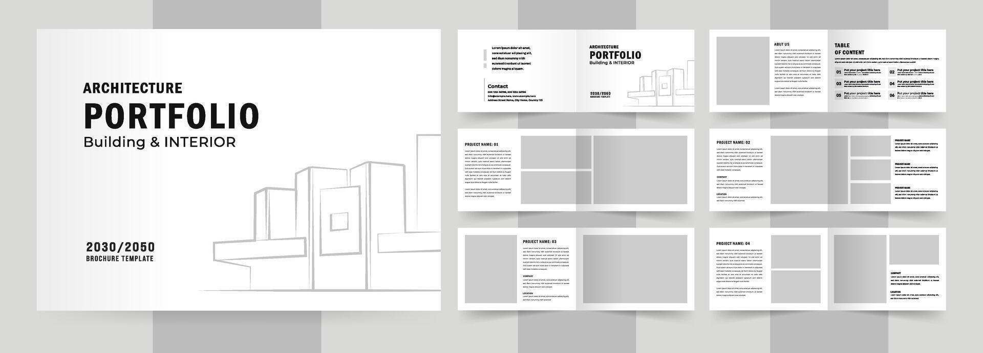 Landscape architecture portfolio or portfolio layout template design, White Portfolio Layout vector