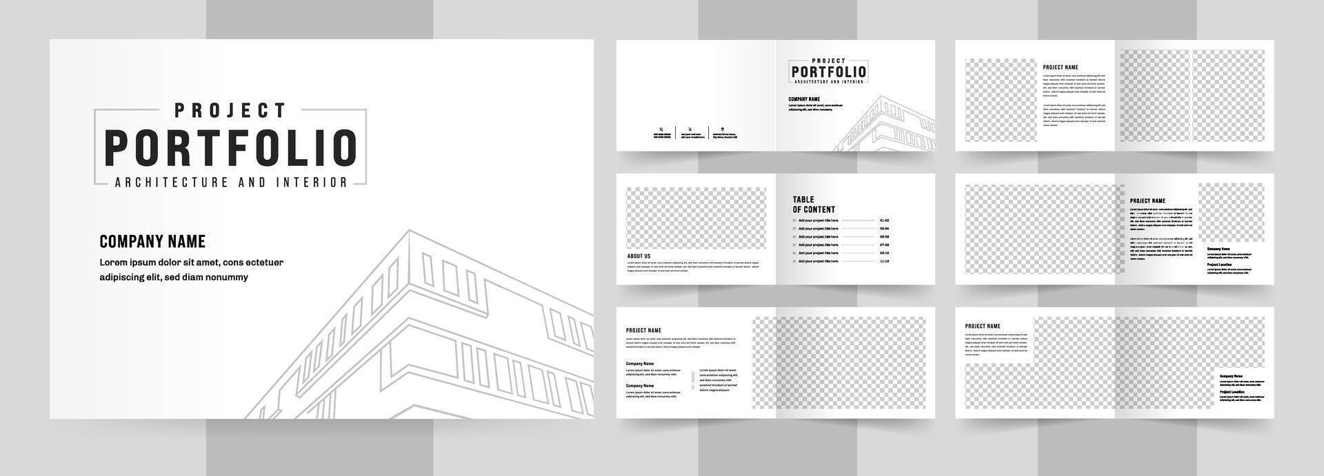 Landscape Portfolio Layout Architecture Portfolio Interior Brochure Design Illustration vector