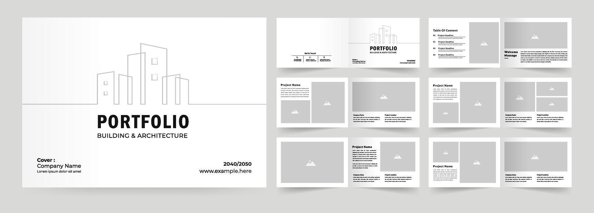 Landscape Architecture Brochure Template, White Portfolio Layout vector