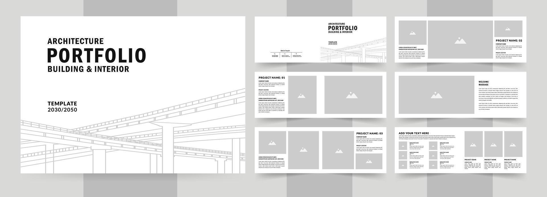 Landscape Architects Portfolio Booklet template, White Portfolio Layout vector