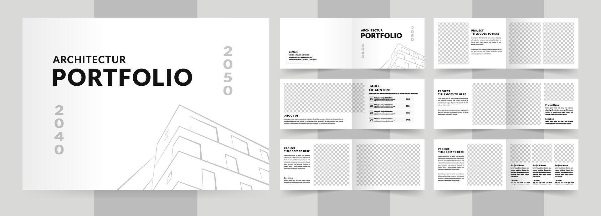 Landscape architecture profile brochure template and interior portfolio layout design vector
