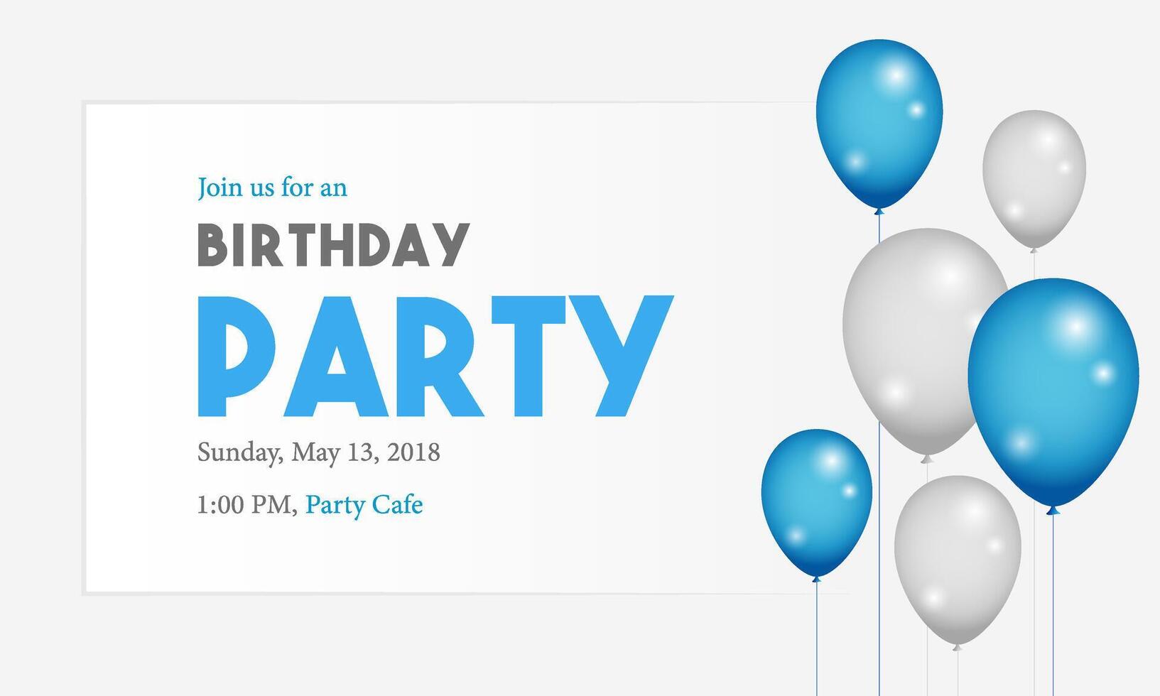 Birthday celebration party invitation, Birthday background with realistic balloons. vector