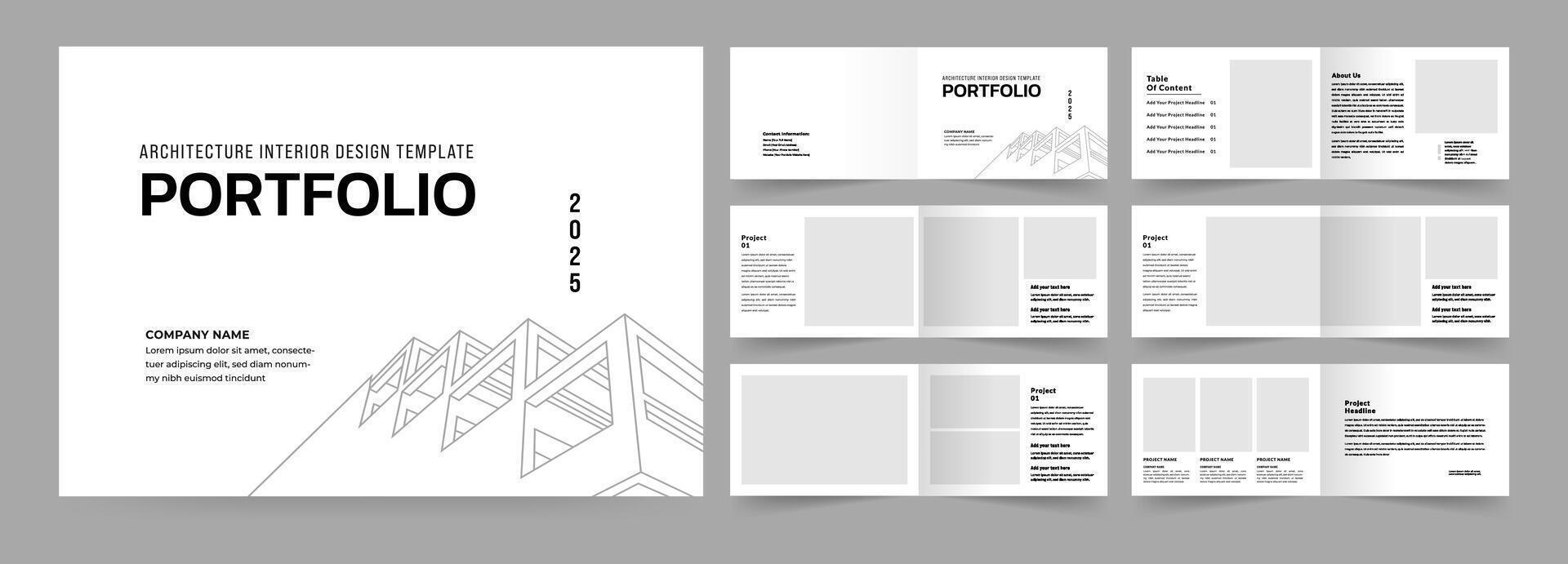 Landscape architecture profile brochure template and interior portfolio layout design vector